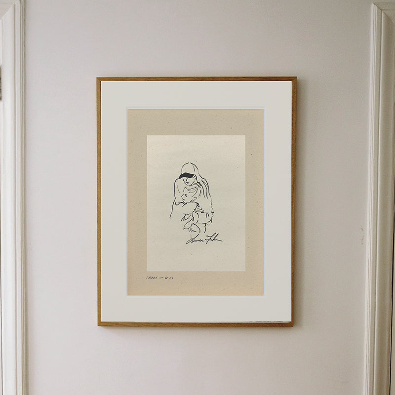 Sister I Matted Print- Cream & Charcoal