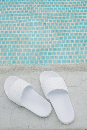 Cream Checkered Pool Slides